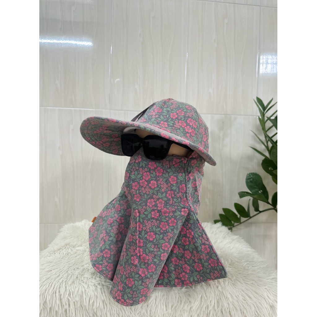 Nón Mũ Chống Nắng  Vành To UV Khẩu Trang Cao Cấp, Che Kín Mặt, Miếng Dán Dây Kéo