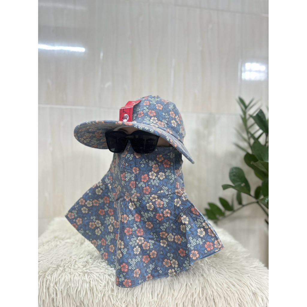 Nón Mũ Chống Nắng  Vành To UV Khẩu Trang Cao Cấp, Che Kín Mặt, Miếng Dán Dây Kéo