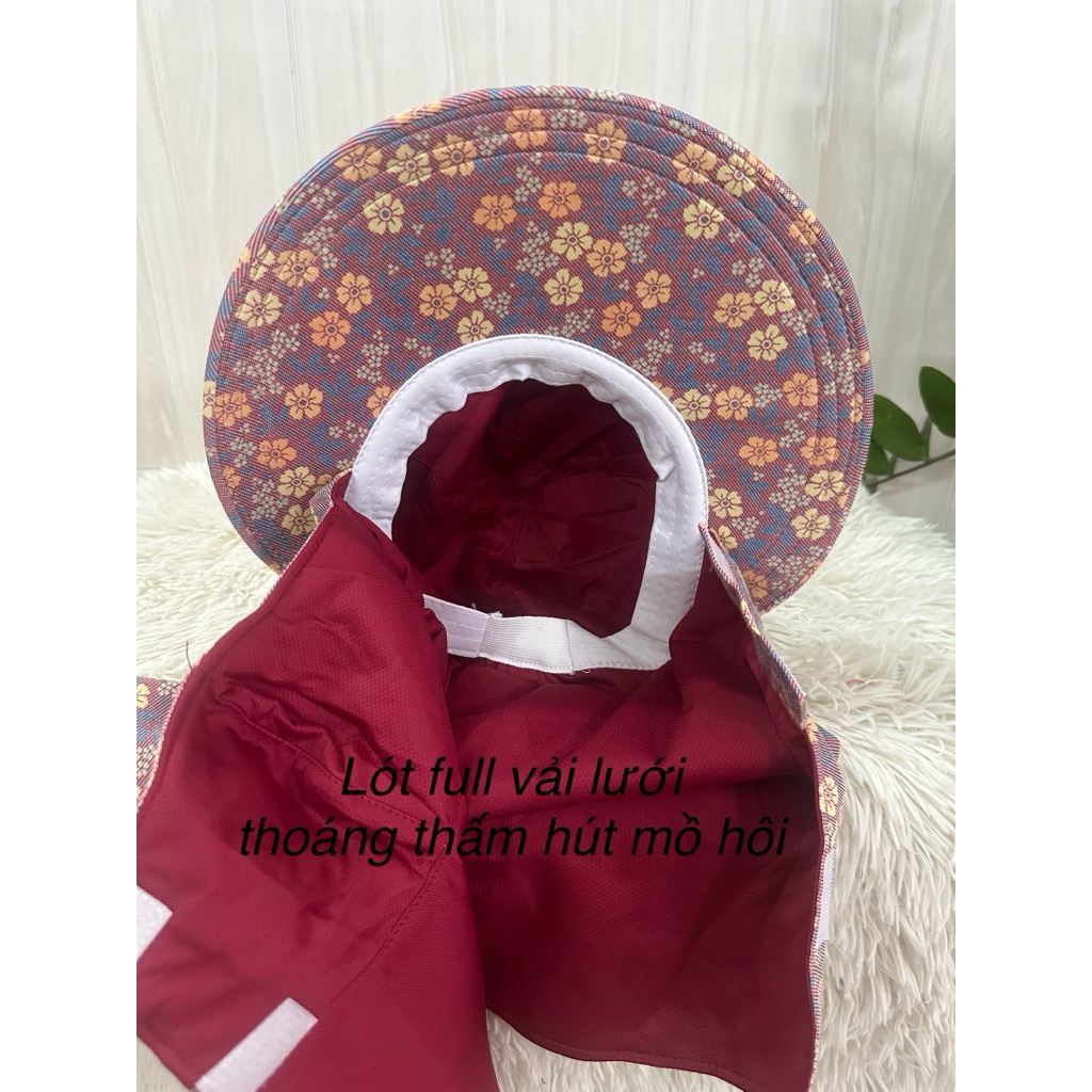 Nón Mũ Chống Nắng  Vành To UV Khẩu Trang Cao Cấp, Che Kín Mặt, Miếng Dán Dây Kéo