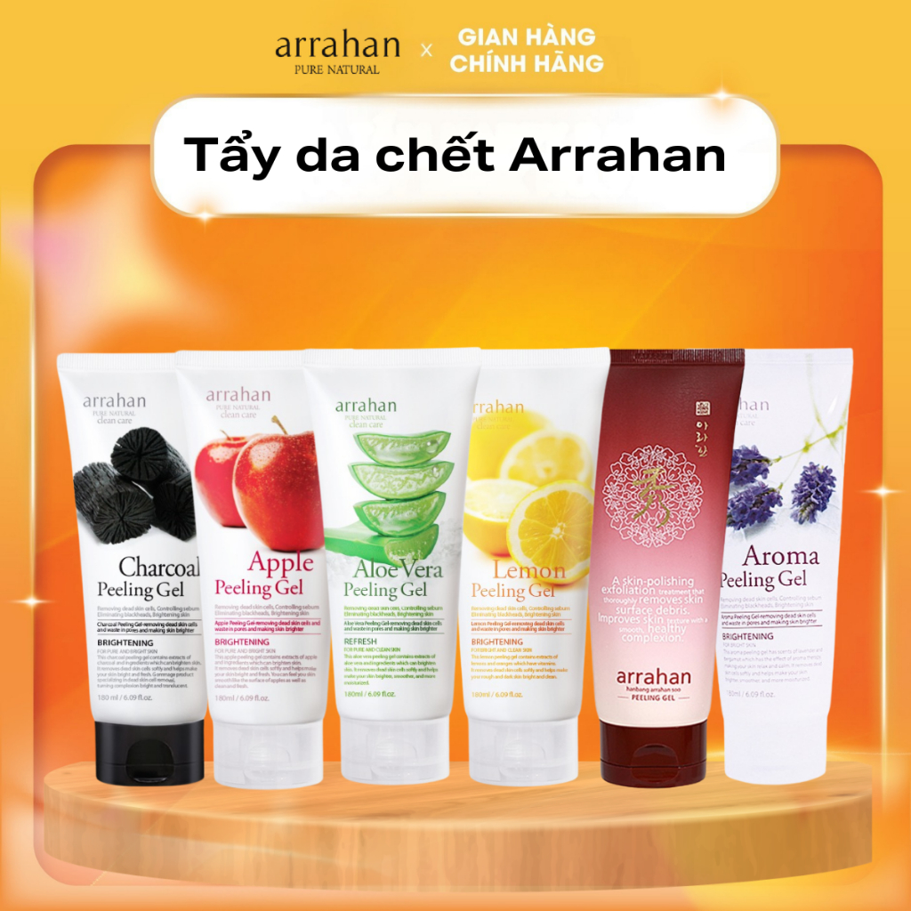 [HÀNG CHÍNH HÃNG] Gel Tẩy Da Chết Arrahan Hoa Quả Làm Trắng Da, Loại Bỏ Lớp Sừng Giúp Da Ẩm Mịn180ml