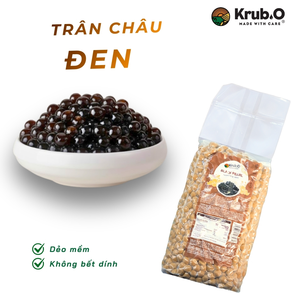 [GIÁ SỈ TẬN GỐC] Trân Châu Đen Krub.O 1kg - Dẻo Mềm Chín Thấu, Thơm Nồng Đường Đen, Topping "Quốc Dân" Cho Quán