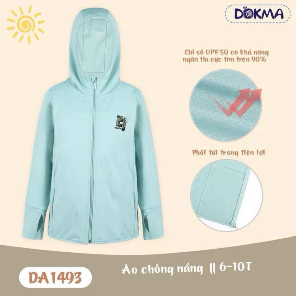 (17-32kg, 6-10Y) Áo Khoác Chống Nắng Dokma Chống Tia UV Co Giãn Thoải Mái Cho Bé DA2165 DA2724 DA1493