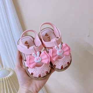 Dép Tập Đi Rọ Phối Nơ Nhựa Dẻo Cho Bé Gái Từ 8 Tháng Tuổi K113
