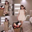 Váy babydoll cổ sen dáng bí V16 SM kem, be nâu