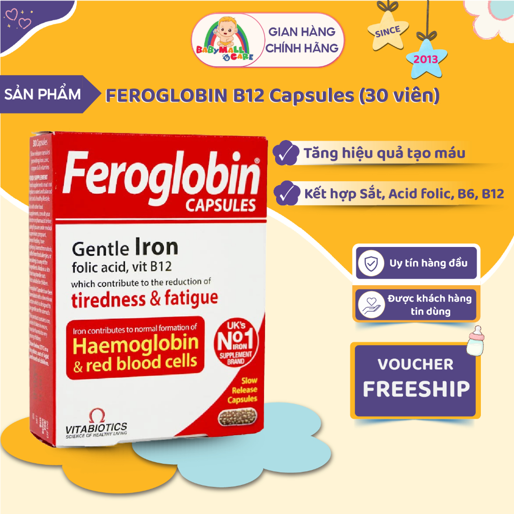 Thực phẩm bảo vệ sức khỏe FEROGLOBIN B12 Capsules - Hỗ trợ tăng khả năng tạo máu