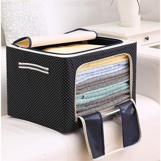 Hộp đựng quần áo khung thép 80L gấp gọn chịu lực tốt dùng cất chăn màn đồ gia đình