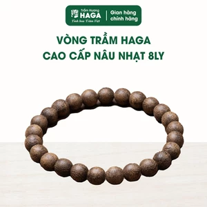 Vòng tay trầm hương HAGA cao cấp nâu nhạt, gỗ trầm nuyên chất, xua đuổi tà khí thu hút tài lộc, 8ly /10ly /14 ly
