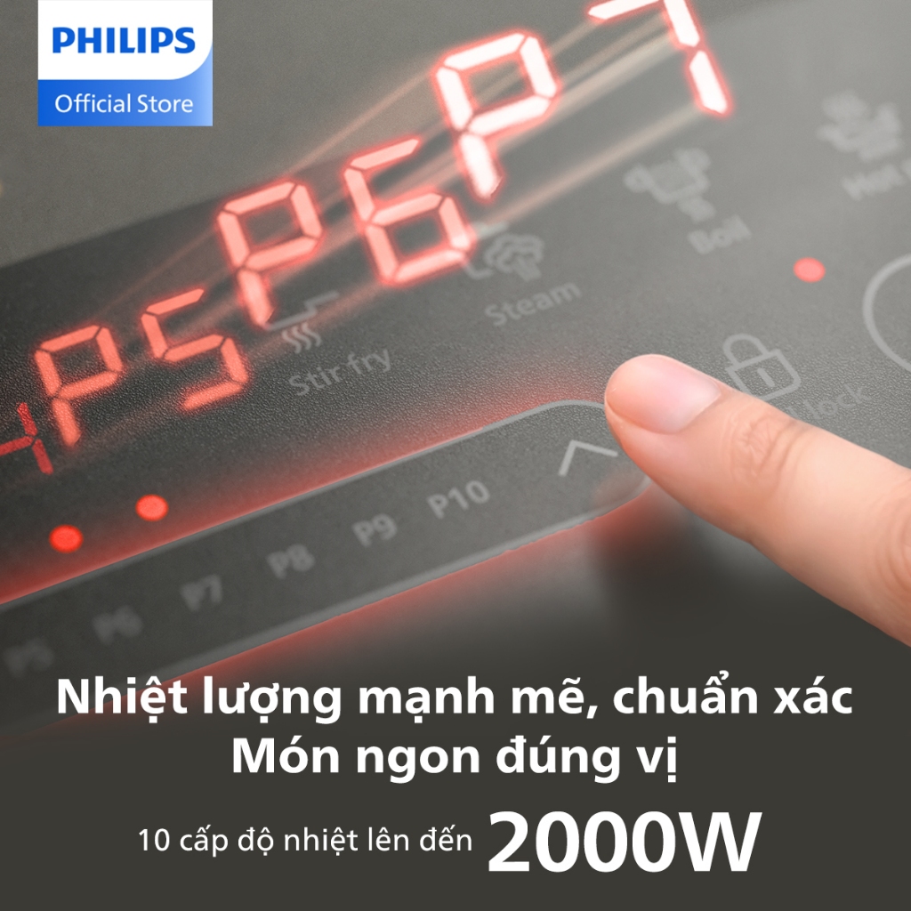 [ TẶNG KÈM CHẢO] Bếp Từ Philips HD5850/90 - 2000W - Hàng Chính Hãng - Bảo Hành 24 Tháng