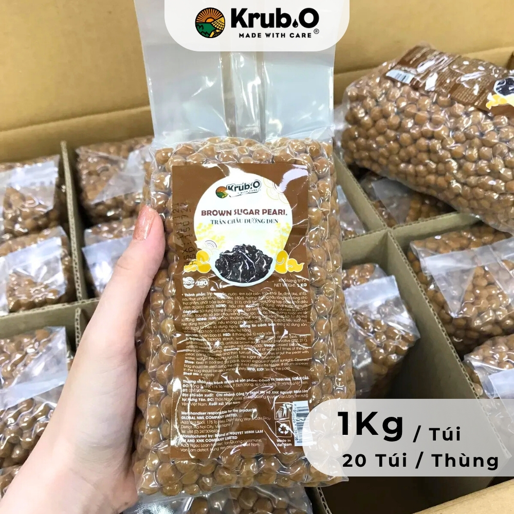 [GIÁ SỈ TẬN GỐC] Trân Châu Đen Krub.O 1kg - Dẻo Mềm Chín Thấu, Thơm Nồng Đường Đen, Topping "Quốc Dân" Cho Quán