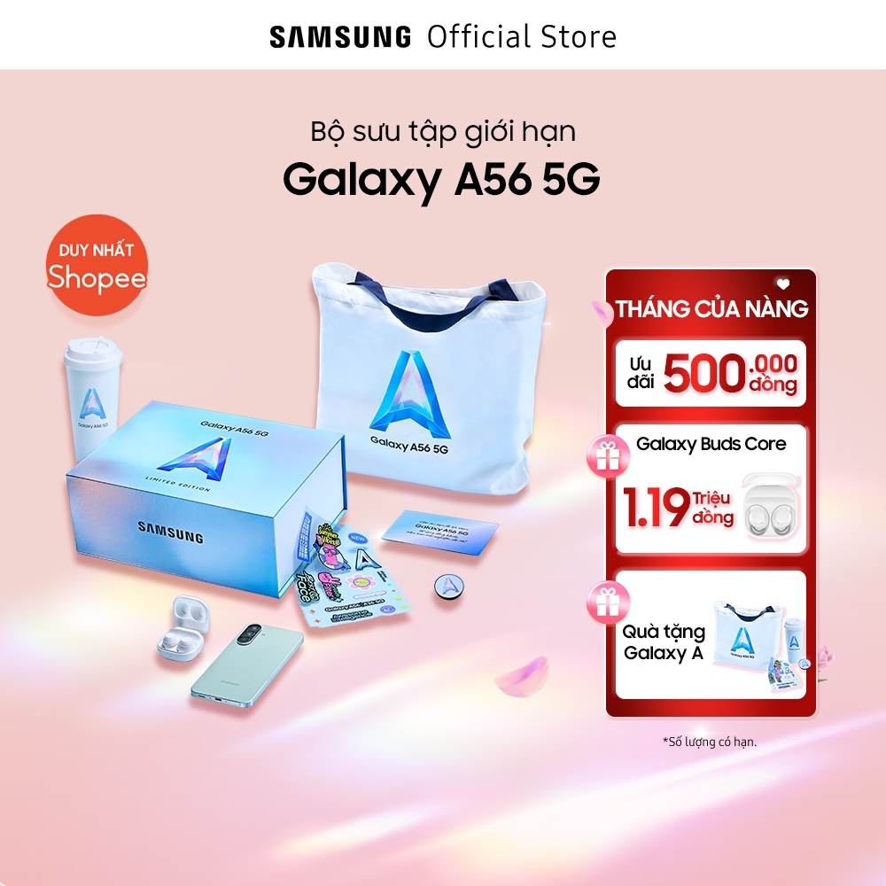 Combo Độc Quyền: ĐIện Thoại Samsung Galaxy A56 128GB + Tai nghe Samsung Galaxy Buds Core (Trắng)