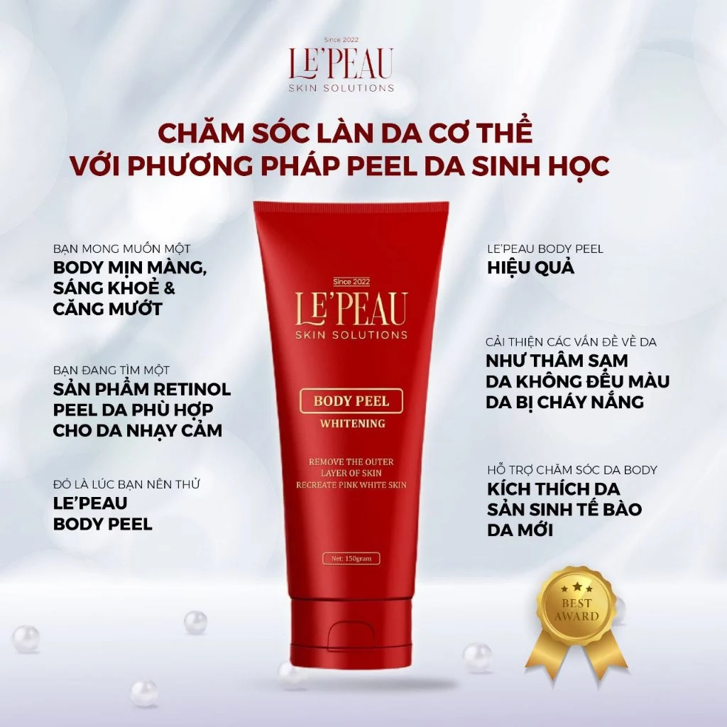 Tẩy Da Chết Peel Body Retinol LE'PEAU Dưỡng Trắng, Giảm Thâm Toàn Thân Mềm Mịn Da 150gr - Nga 0102
