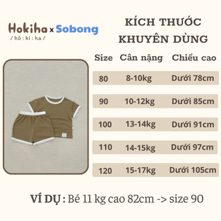 Bộ quần áo cộc tay may tag phối viền cho bé trai, bé gái Hokiha x Sobong vải modal mềm mại, co giãn size 8-17kg BB23