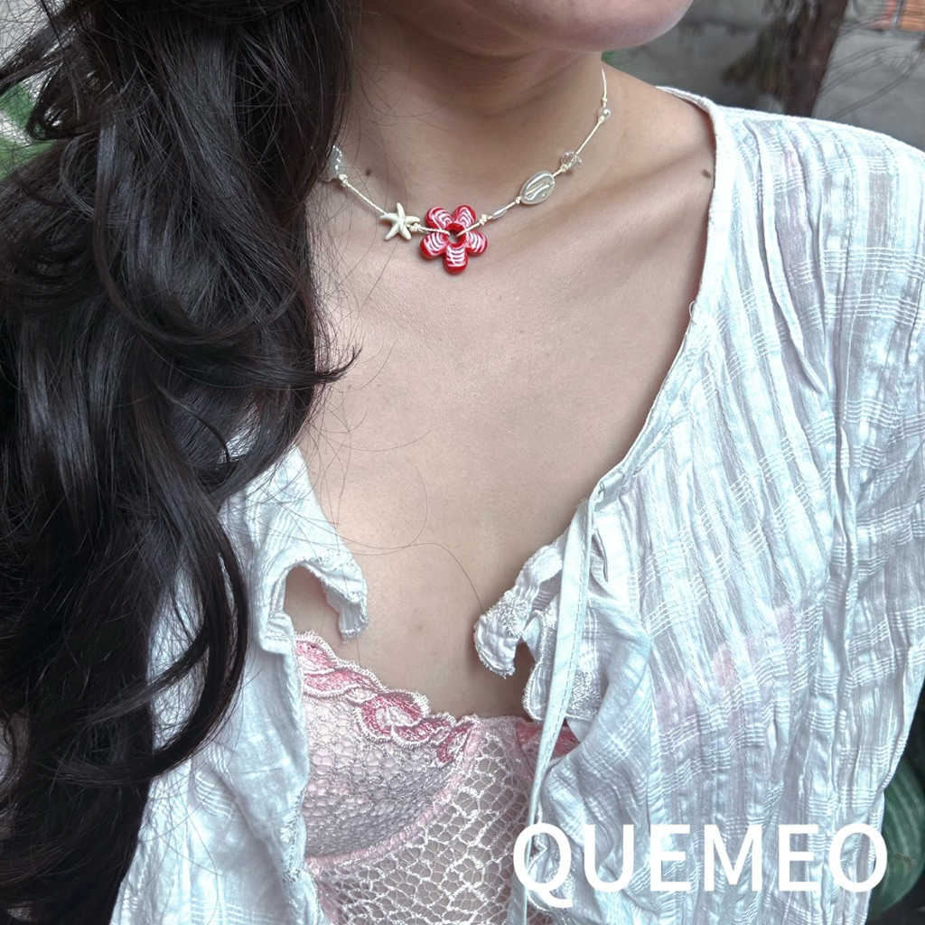 Vòng Cổ Hoa Sứ Mùa Hè Kawaii QUEMEO Gốm Độc Bản