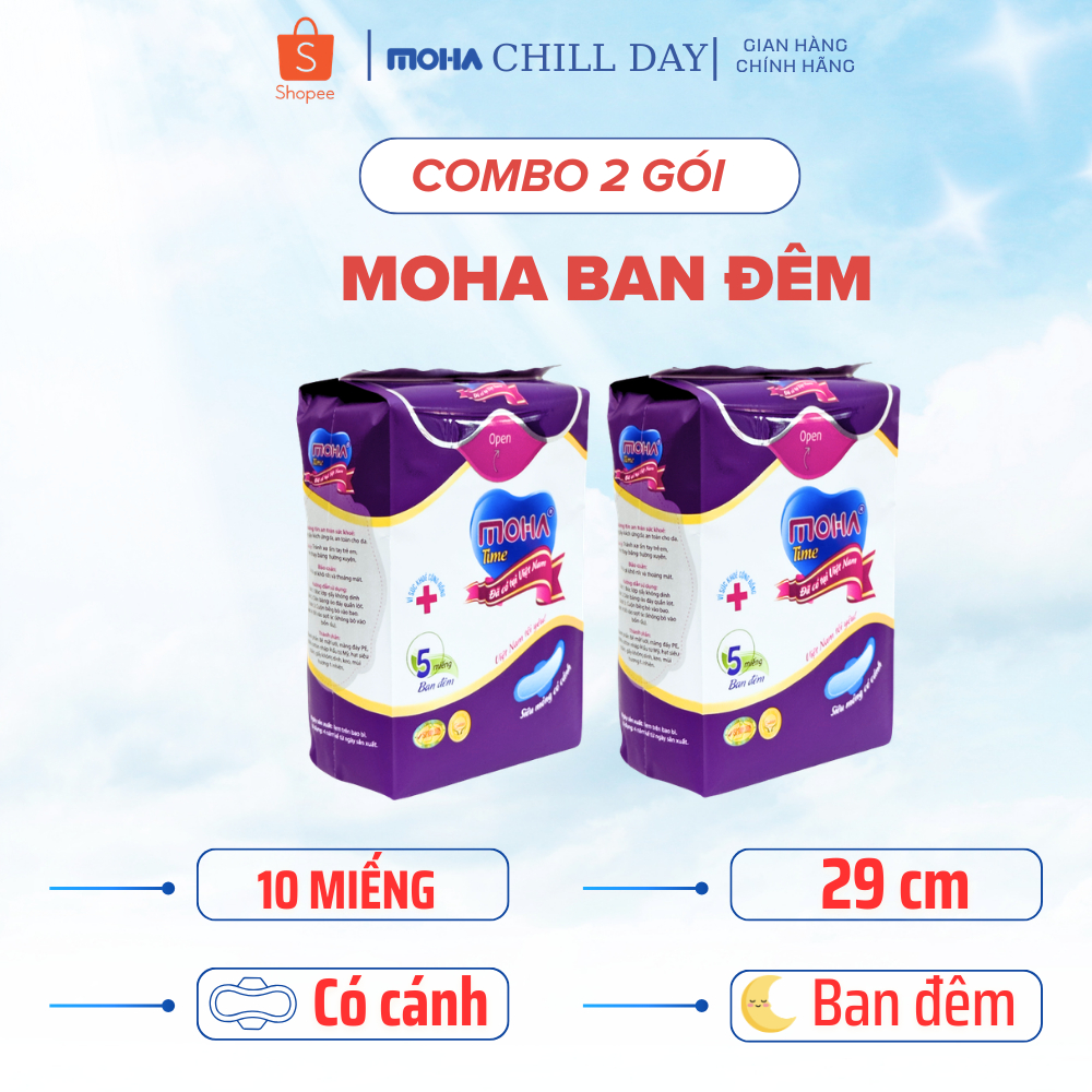 Băng vệ sinh ban đêm MOHA cao cấp hộp 5 miếng kháng khuẩn