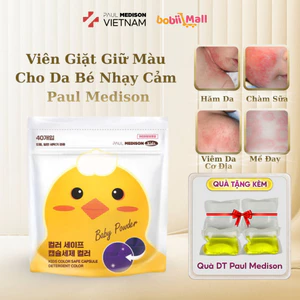 Viên Giặt Paul Medison Cho Quần Áo Dịu Nhẹ Đối Với Da Bé, Giữ Màu Bền Lâu, Túi 40 Viên