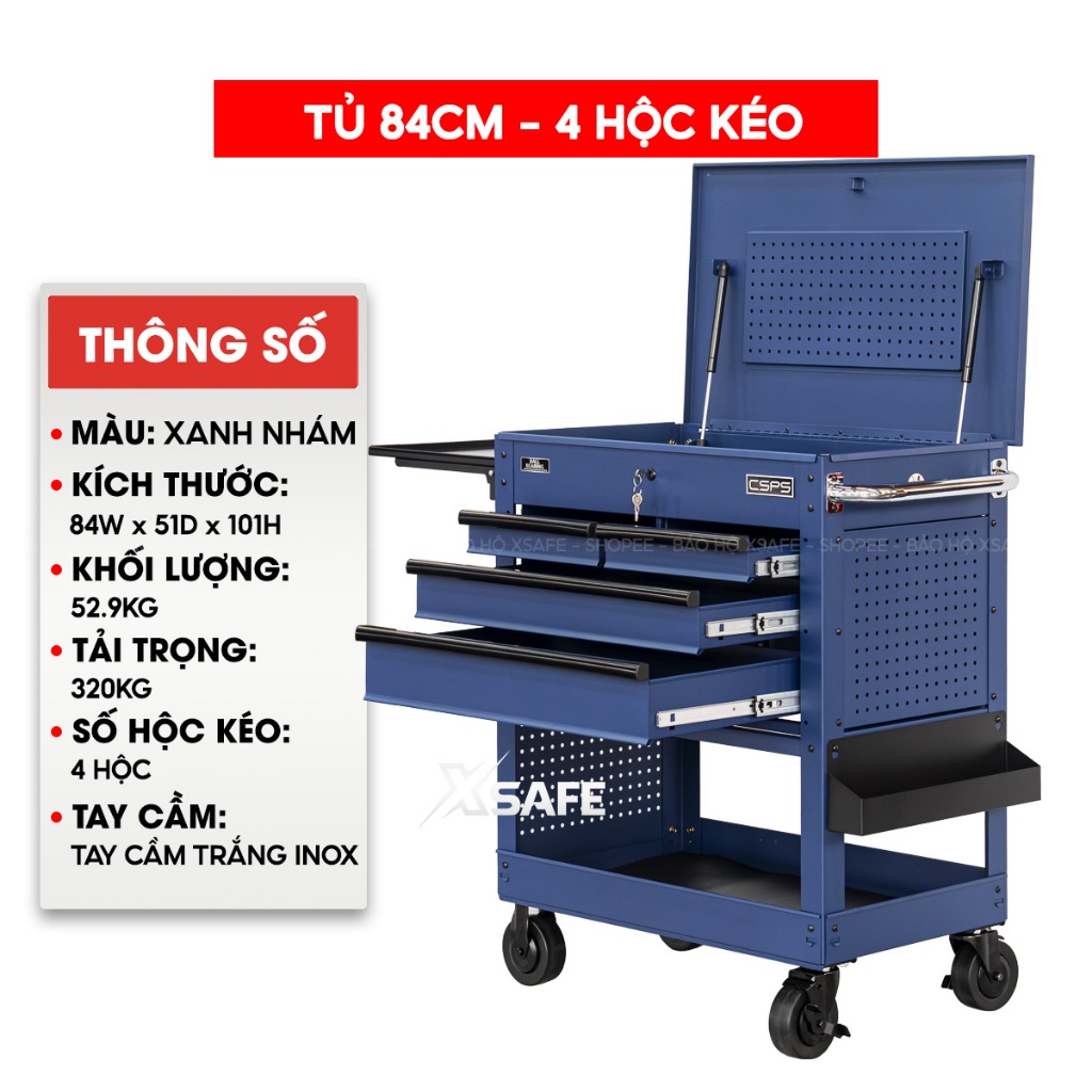 Tủ đồ nghề di động 76cm CSPS VNTC07607BB5M 7 hộc kéo, tổng tải