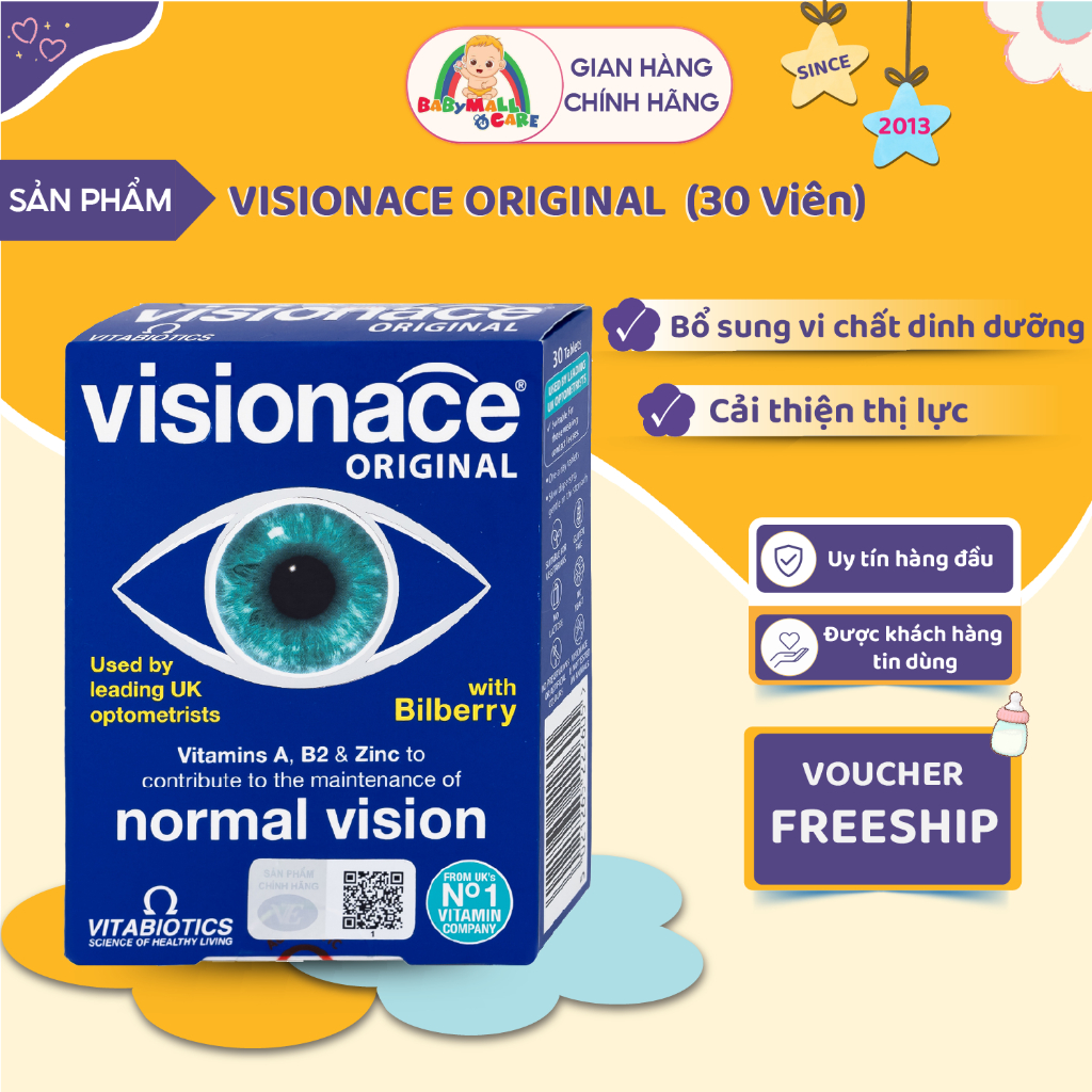 Viên Uống Visionace Original 30 Viên Bổ Sung Vitamin Hỗ Trợ Duy Trì Thị Lực | Babymall & Care