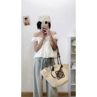 Áo Babydoll Ren Hoa Thêu Dáng Ngắn Viền Cổ Thắt Nơ Chất Thô Boi Nàng Thơ Siêu Xinh Cakecat