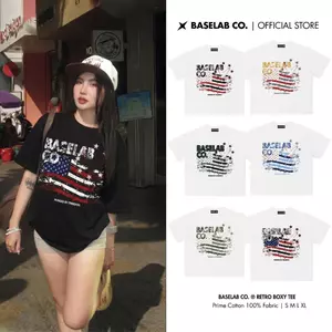Áo Thun Boxy BASELAB Freedom Flag Boxy Fit Chất Liệu 100% Cotton Cao Cấp Premium Thoáng Mát Unisex Nam Nữ BL03