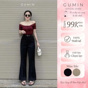 Quần vải loe GUMIN thiết kế quần cạp cao dáng ống đứng tôn dáng, Quần loe nữ công sở thanh lịch sang trọng
