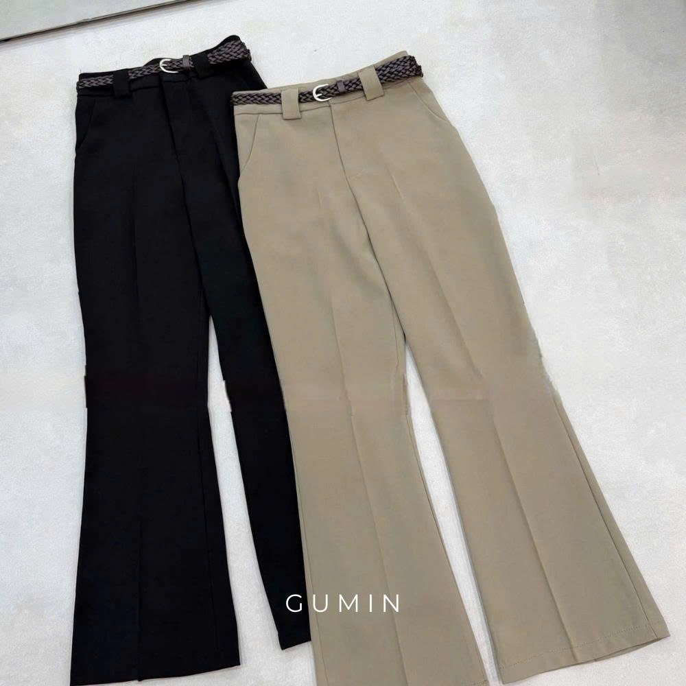 Quần vải loe GUMIN thiết kế quần cạp cao dáng ống đứng tôn dáng, Quần loe nữ công sở thanh lịch sang trọng