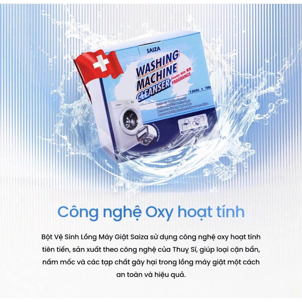 Bột vệ sinh lồng máy giặt – tẩy lồng giặt, diệt khuẩn, khử mùi, tiết kiệm chi phí ,Loại bỏ bụi bẩn một cách hiệu quả