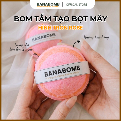 Bom Tắm Tạo Bọt Mây Bồn Tắm Hình Tròn Rose BANABOMB Dưỡng Da Mịn Màng