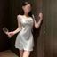 HT41 Váy ngủ 2s cánh tiên cổ đổ dáng xoè sang chảnh kèm ĐỆM LÓT phối ren tôn dáng HT41 MÚT