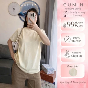 Áo thun nữ GUMIN thiết kế áo màu be in chữ form rộng over size cá tính, áo phông nữ nhẹ nhàng sang trọng