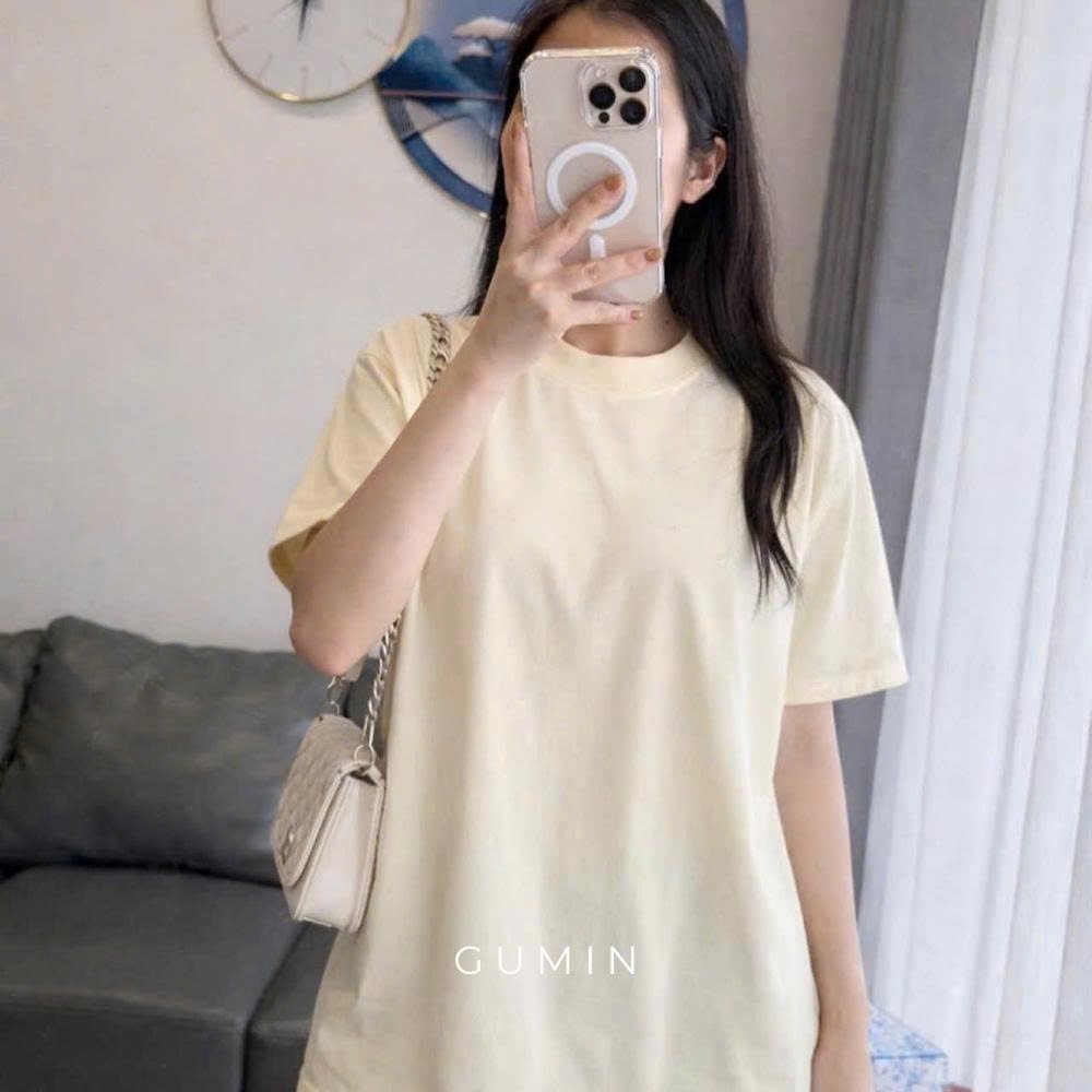 Áo thun nữ GUMIN thiết kế áo màu be in chữ form rộng over size cá tính, áo phông nữ nhẹ nhàng sang trọng