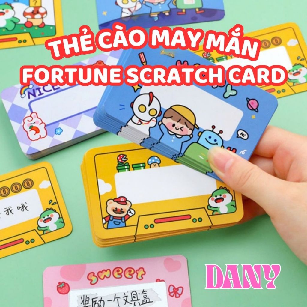 HC0001 DANY SET 10/20 TẤM THẺ CÀO PHẦN THƯỞNG HOẠT HÌNH, LÌ XÌ TẾT MAY MẮN, QUÀ TẶNG HỌC SINH
