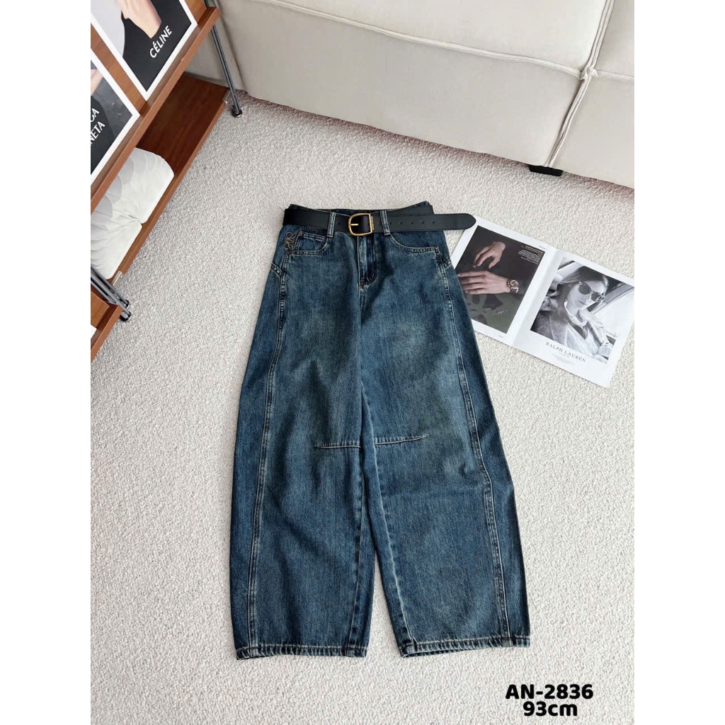 [Sẵn/QC] Quần Jeans Nữ Dáng Boom Thụng Dài 95/25cm Chất Mềm Đủ Màu Tặng Kèm Đai #2836