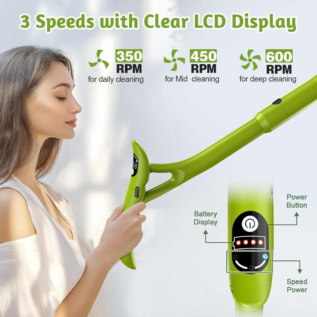 Qimedo Máy Cọ Điện Đa Năng Qimedo, IPX7 Chống Nước, 3 Tốc Độ, Xoay 3 Góc, Pin 2500mAh, Dùng Cho Nhà Tắm, Sàn, Kính, Ô Tô