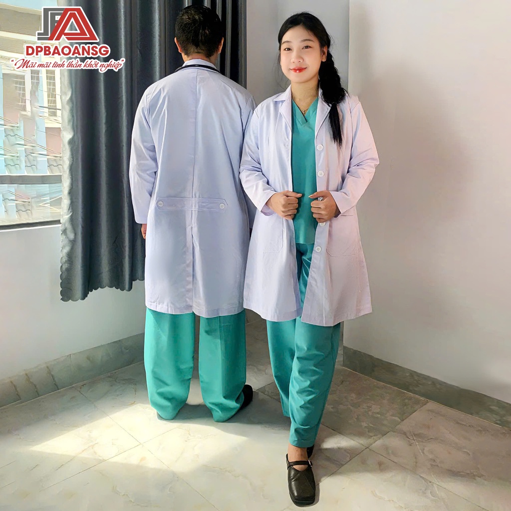 Áo Blouse Bác Sĩ Dài Tay Cổ Vest Vải Kaki - Form Nam Nữ Chuẩn Chuyên Nghiệp