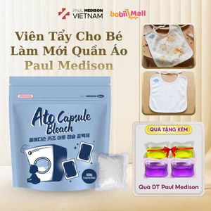 Viên Tẩy Paul Medison Cho Quần Áo Em Bé, Đánh Bay Vết Bẩn, Tan Nhanh, An Toàn Cho Bé Túi 40 viên