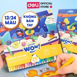 Bút Sáp Màu Hữu Cơ Deli 12/24 Màu An Toàn Cho Bé Tập Vẽ Tranh Tô Màu Mỹ Thuật Không Dính Bẩn Tay Màu Sắc Tươi Sáng