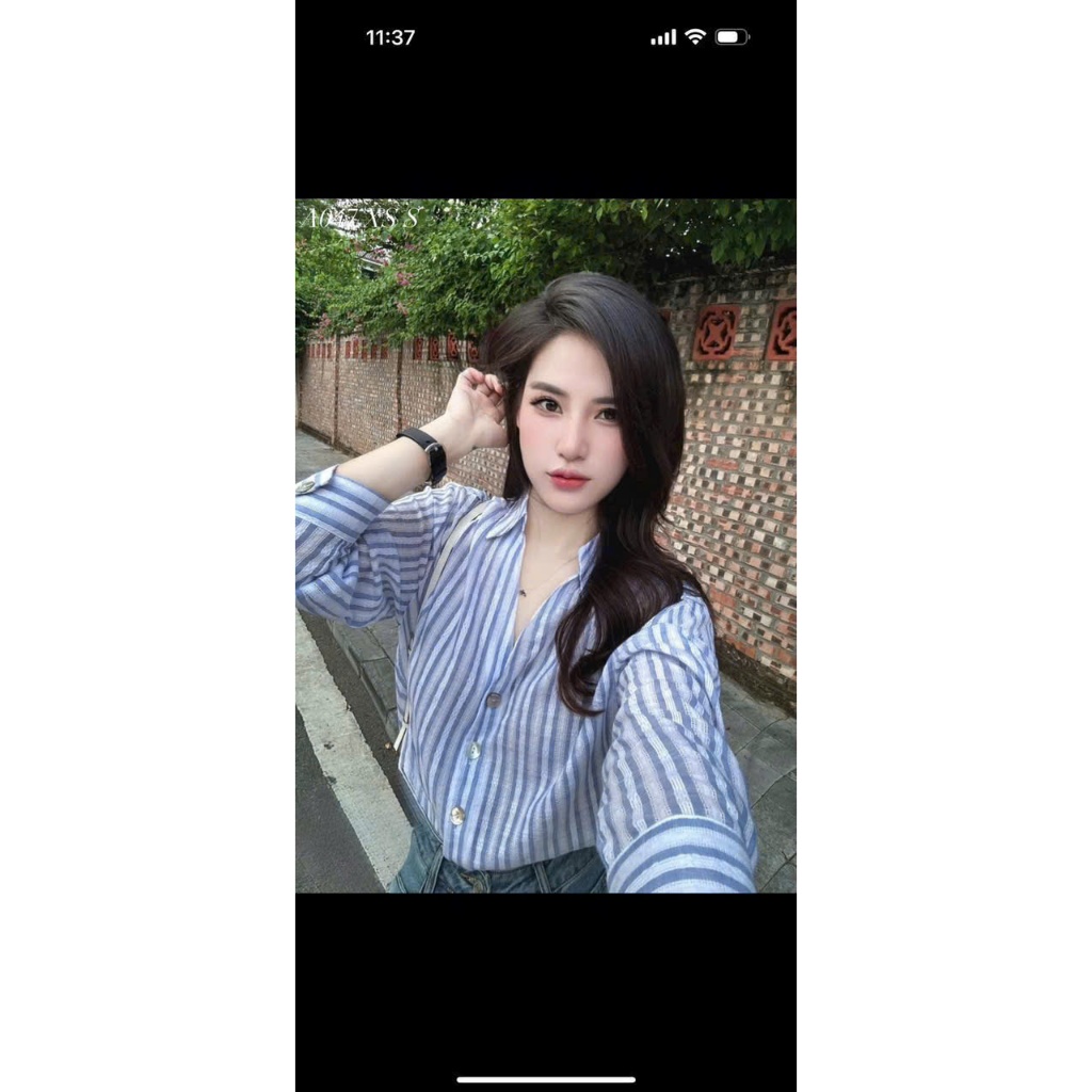 ÁO sơ mi cổ bẻ , kẻ sọc basic cho nàng