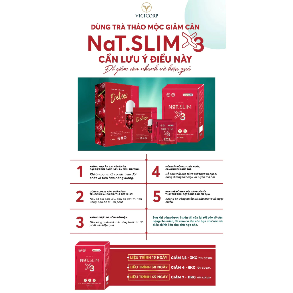 Giảm Cân NAT SLIM X3 Chính Hãng Giúp Giảm Cân An Toàn 2-3 Kg Sau 15 Ngày Sử Dụng
