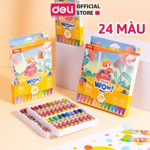 Bút Sáp Màu Dầu Bọt Biển Dễ Thương Deli 12/18/24 Màu Tươi Sáng An Toàn Siêu Mịn Tô Màu Vẽ Tranh Mỹ Thuật