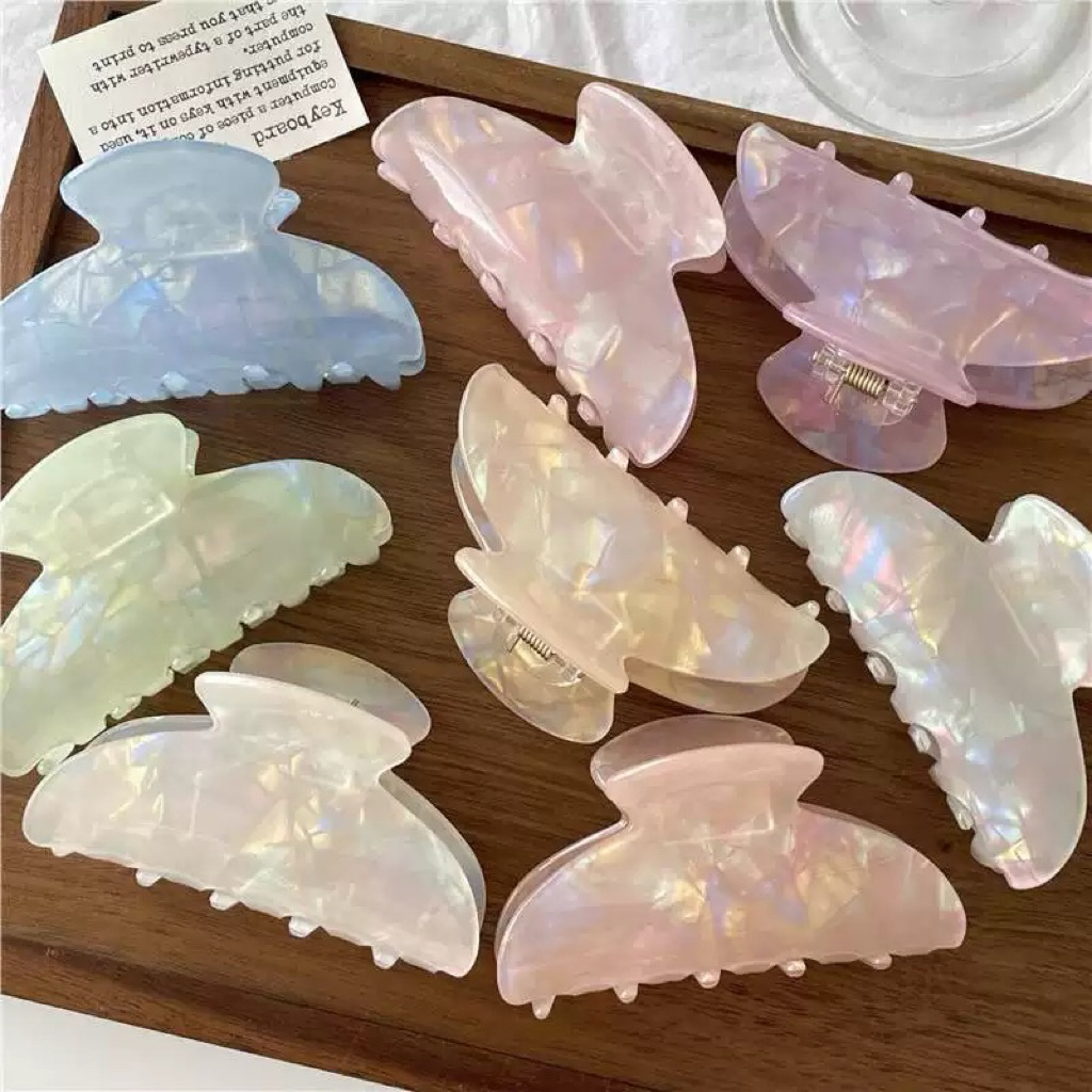 Kẹp Tóc Nhựa Xà Cừ Hologram Hoa Sứ Hải Sản Đại Dương Càng Cua Quà Tặng Bạn Nữ Dễ Thương