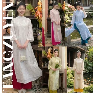 Áo Dài Cách Tân Dáng Suông Tơ Thêu Hoa Nổi Cao Cấp - Áo Dài Tiểu Thư Tay Lỡ 2 Lớp Sang Trọng (Kèm Quần) T1511G