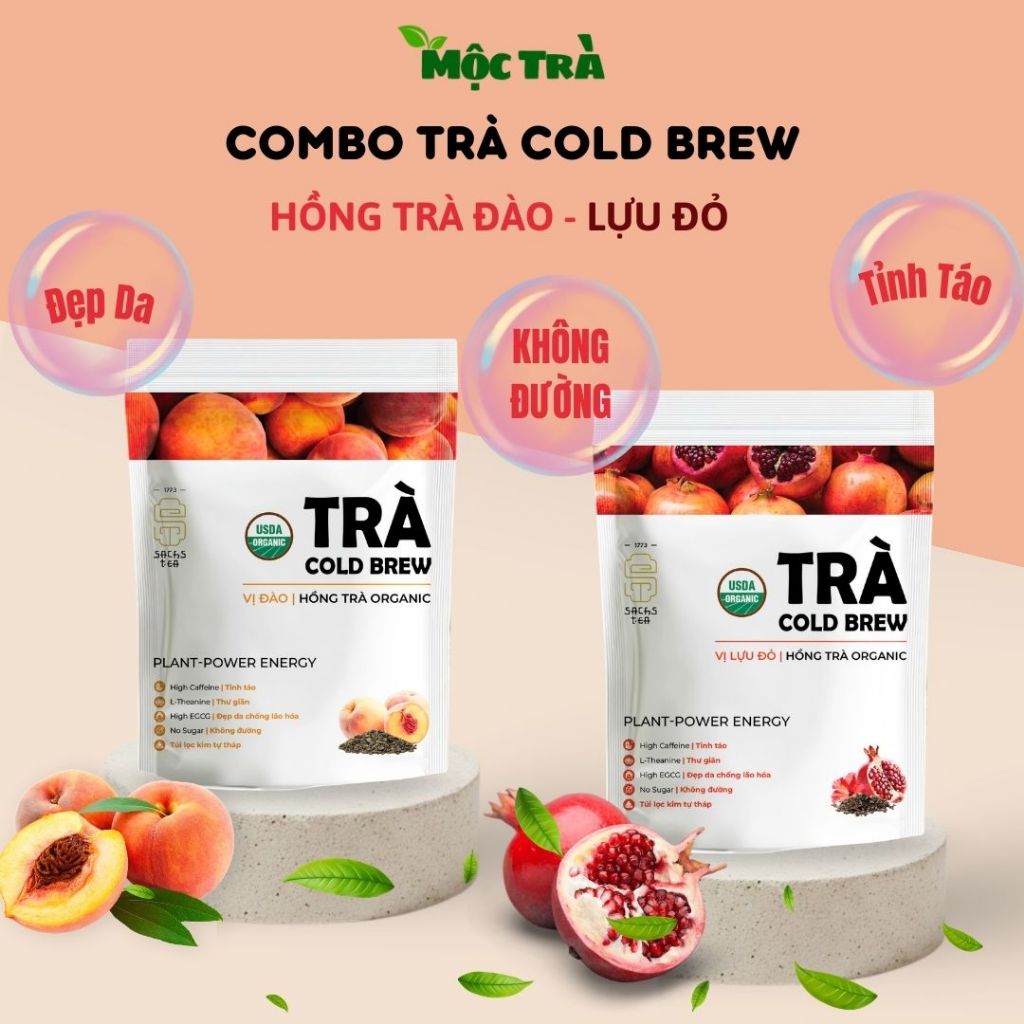 Hồng Trà Clod Brew Vị Đào & Lựu Đỏ – Trà San Tuyết Ủ Lạnh Hữu Cơ ...