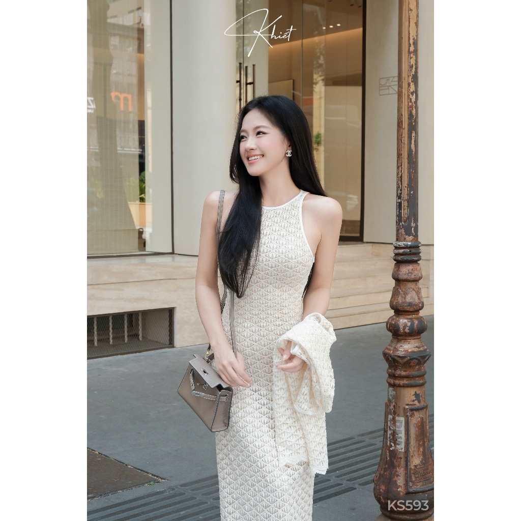 Set đầm thun sóng ôm dáng dài phối cardigan tay dài phong cách thanh lịch nữ tính  KS593