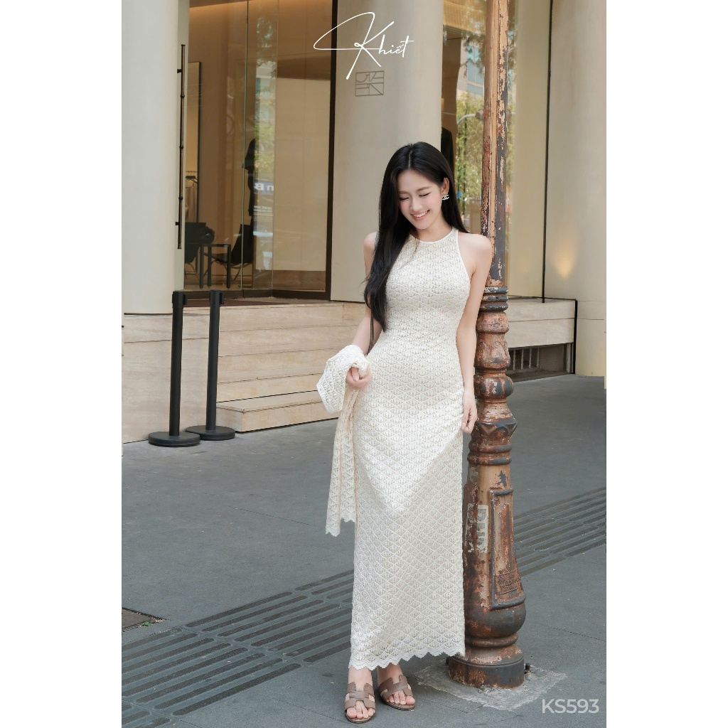 Set đầm thun sóng ôm dáng dài phối cardigan tay dài phong cách thanh lịch nữ tính  KS593