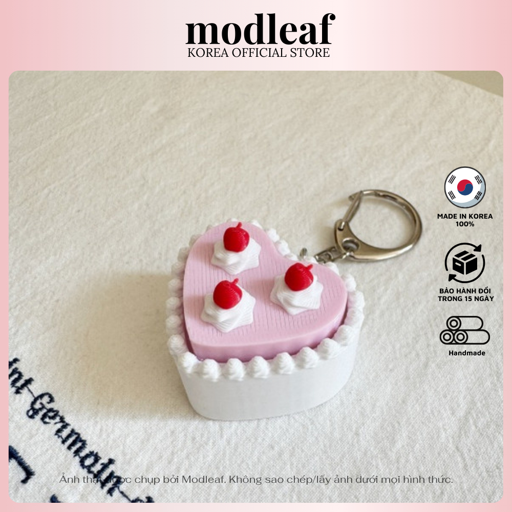 Móc khóa bánh kem trái tim mini Modleaf Cake Clicker Keyring Hàn Quốc