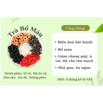 Trà bổ máu Trà thảo mộc Bổ Máu, Bổ Khí Huyết, Giảm Hắc kỷ tử Kỳ tử đỏ Dâu tằm Táo đỏ Đường phèn
