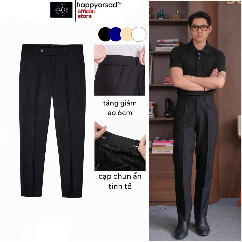 Quần Âu Nam HAPPYORSAD Đai Chun Ẩn Che Khuyêt Điểm Điều Chỉnh Eo Cạp Cao Ống Đứng ( Smart Pants HOS SS2 - Menswear )