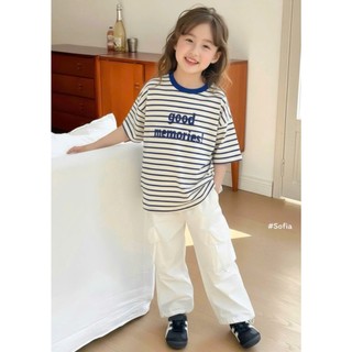 [B&G] Sét bộ áo thun kẻ ngang kèm quần kaki dài trắng túi hộp cho bé gái từ 10-45kg(2-12 tuổi)