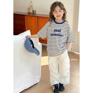 [B&G] Sét bộ áo thun kẻ ngang kèm quần kaki dài trắng túi hộp cho bé gái từ 10-45kg(2-12 tuổi)
