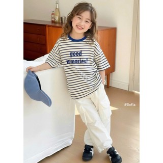 [B&G] Sét bộ áo thun kẻ ngang kèm quần kaki dài trắng túi hộp cho bé gái từ 10-45kg(2-12 tuổi)
